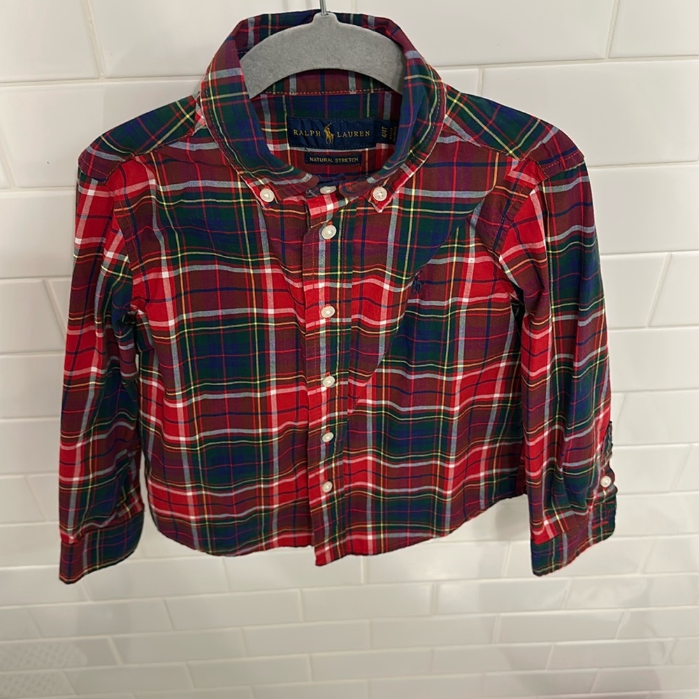Ralph Lauren Red and Green Button Down Shirt Christmas